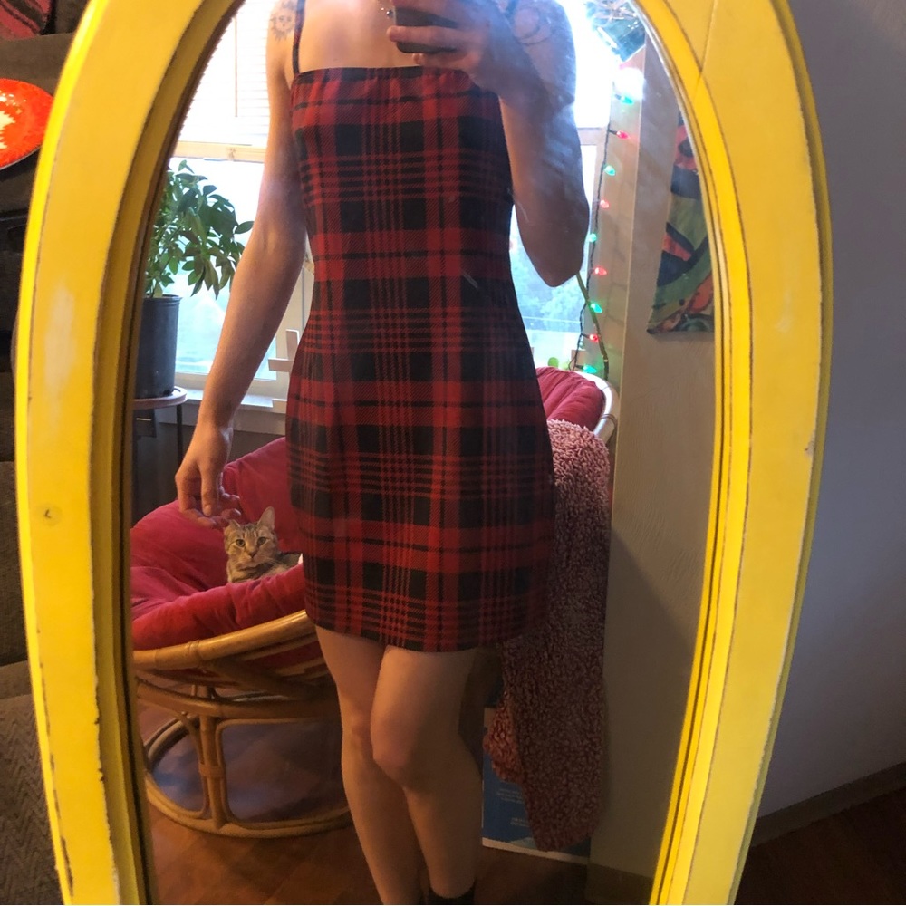 Red plaid dress medium